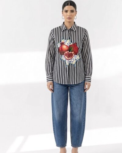 Handpainted black&white shirt